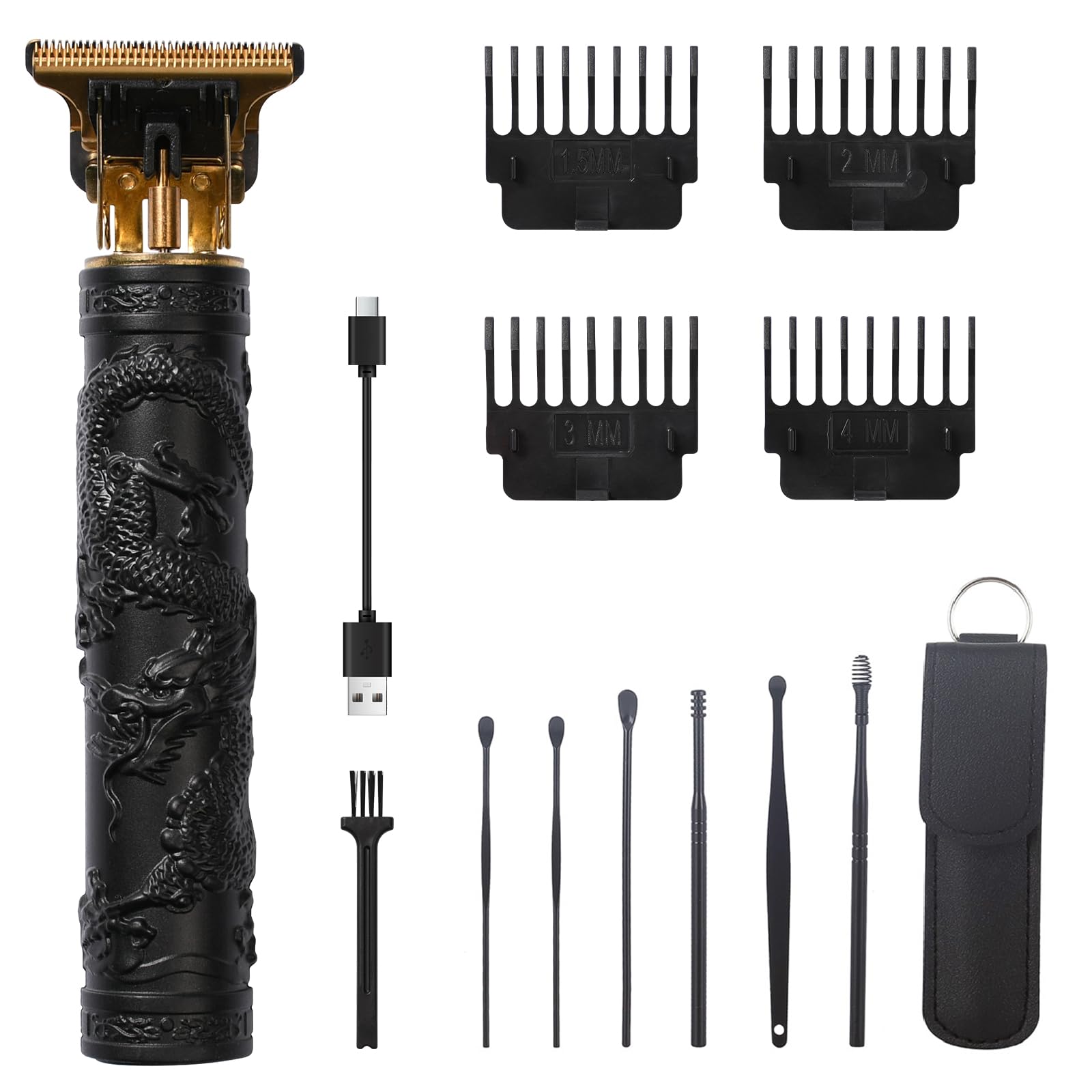 Hair Clipper with Earpick Accessories, Professional Cordless Hair Trimmer