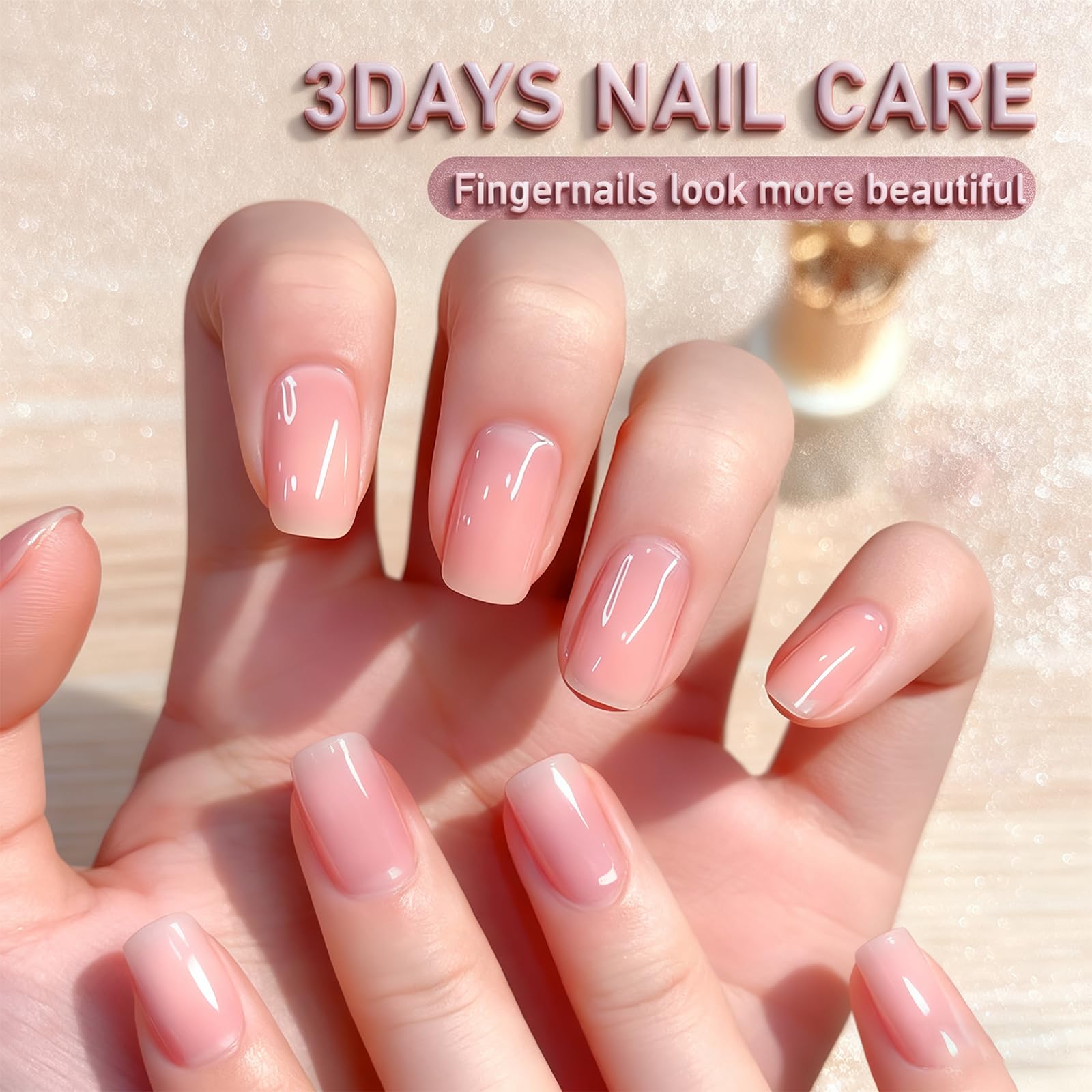 Cura delle unghie in 3 giorni, siero fortificante alla cheratina e agli aminoacidi per unghie fragili e danneggiate, siero di crescita da 16 ml e smalto trasparente per una manicure forte e morbida (2