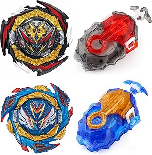 Bey Burst Gyro Toy Set Metal Fusion Attack Top Grip Toy Blade Set Game 2 Top Burst Gyros 2 Two-Way Launcher Great Birthday Gift for Boys Children Kids 6 8 10+