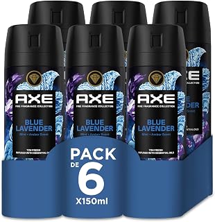 Axe Pack Ahorro Desodorante en aerosol para hombre Blue Lavender Fragancia Premium, 6 x 150 ml