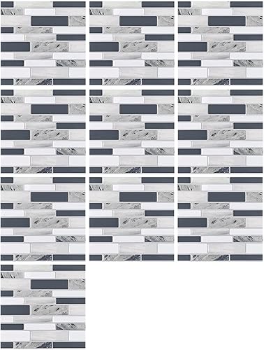 Azulejos autoadhesivos de 10 hojas de azulejos de pared de metro para despegar y pegar, azulejos de pared 3D autoadhesivos para bordes de azulejos