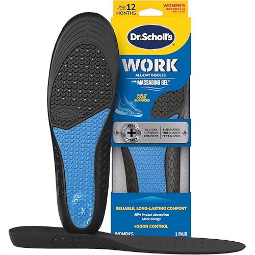 Work All-Day Superior Comfort Insoles (with) Massaging Gel, Women, 1 Pair, Trim to Fit