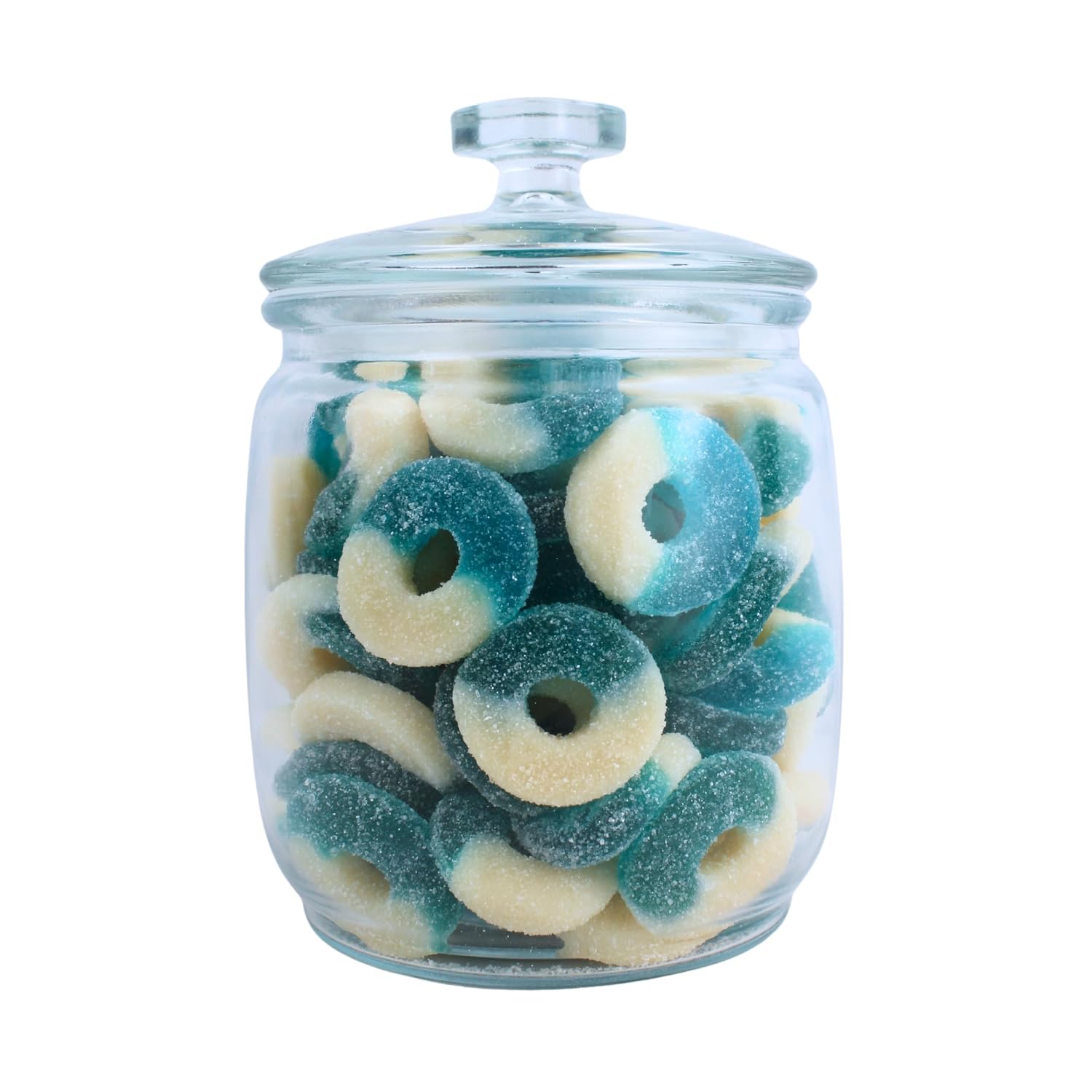 Blue Raspberry Flavored Gummy Rings -Fresh, Soft, and Chewy Sugar Dusted Gourmet Candy Ring Blue Gummies (3 Pound)