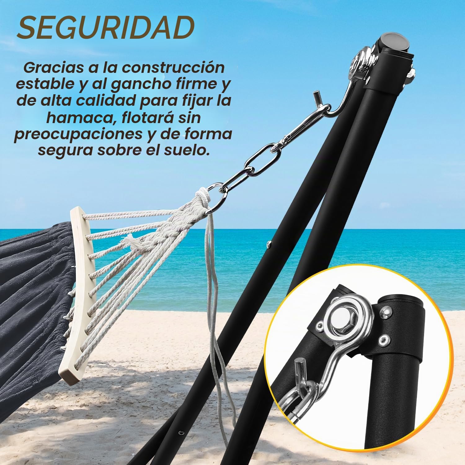 Hamaca con estructura plegable para jardín, estructura de metal para exteriores, con bolsa de transporte, estructura de metal de hasta 150 kg, para camping, jardín, piscina, balcón