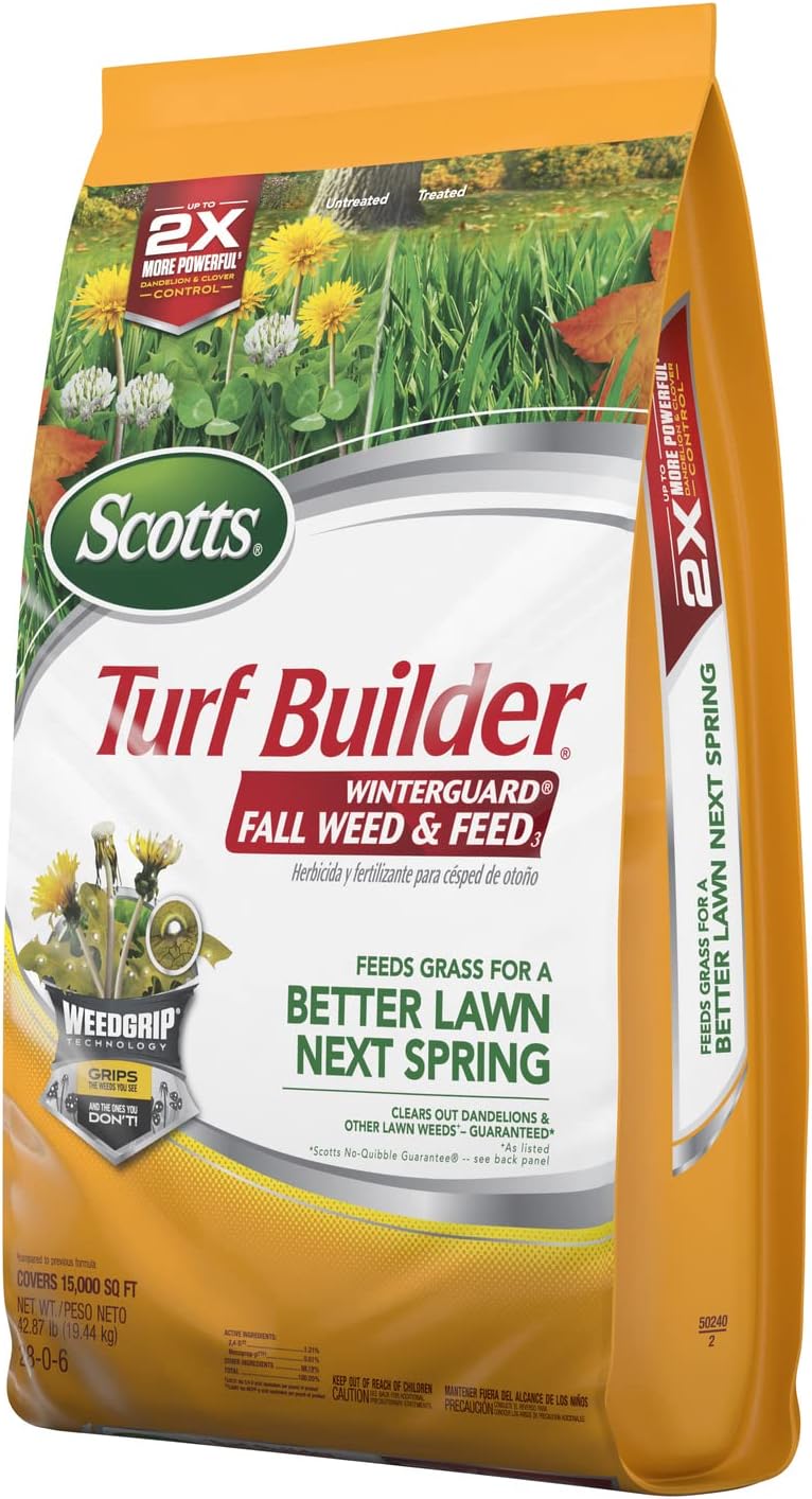 Scotts Turf Builder WinterGuard Fall Weed & Feed3 - Weed Killer Plus Fall Fertilizer, 15,000 sq. ft. (2-Pack)
