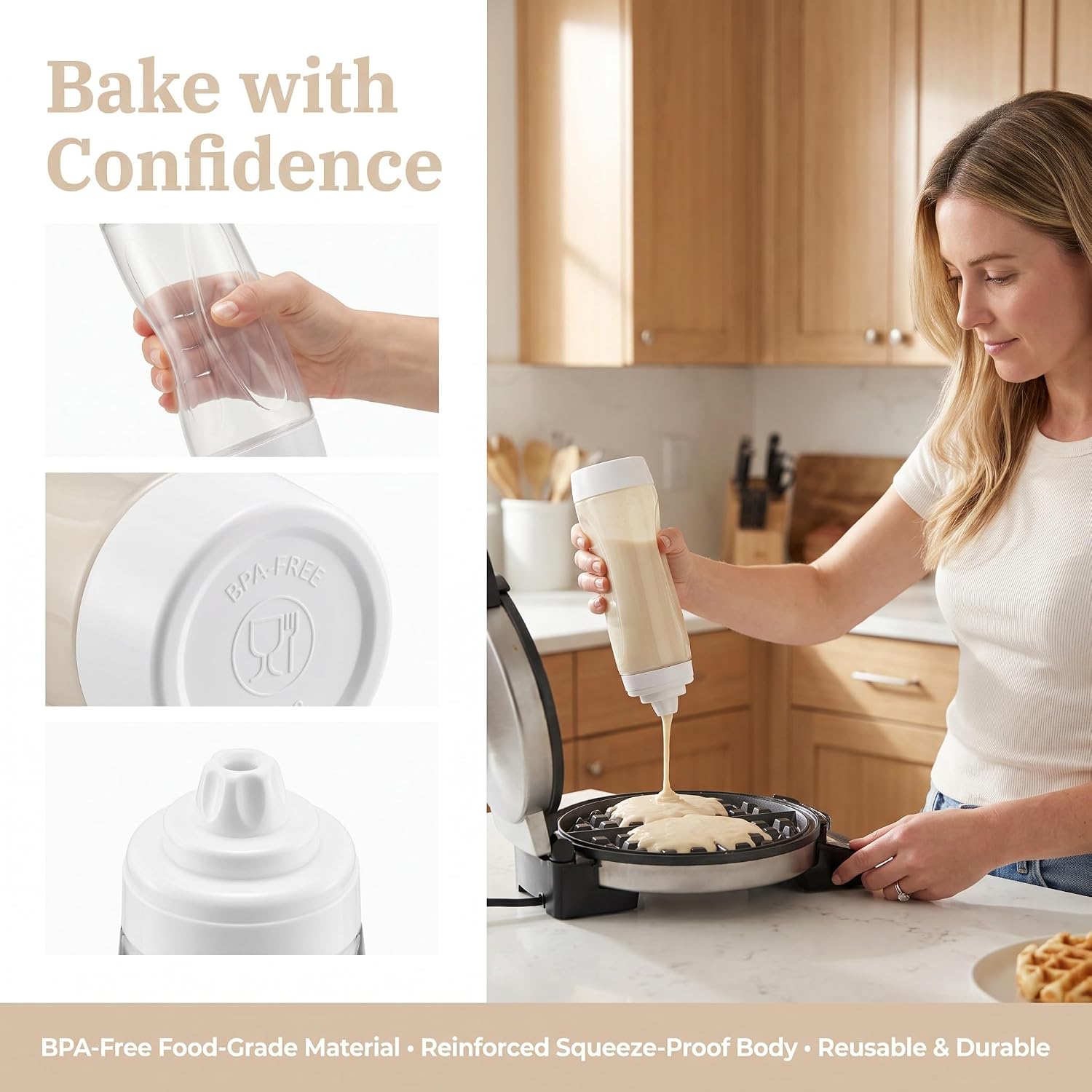 Pancake Batter Dispenser Bottle for Cupcake Baking and Baking
