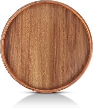 Decorative Tray Round 30 cm Rustic Walnut Wooden Tray Vintage Brown Decorative Tray Decorative Plate Serving Tray Wooden Tray for Coffee and Home Decor