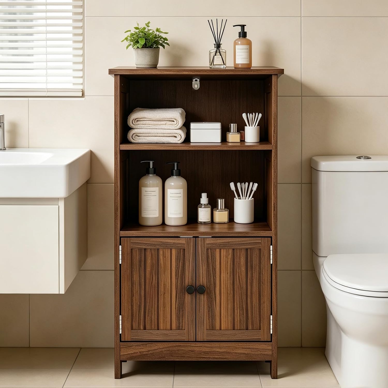 Jojoka Freestanding Narrow Storage Cabinet with Doors