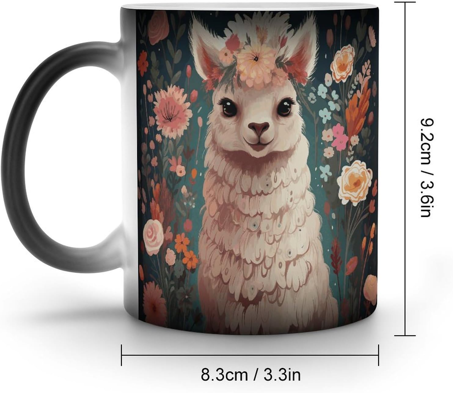 Color Changing Mug Flower Alpaca Printed Ceramic Coffee Mug Heat Changing Sensitive Mug Magic Heat Changing Coffee Mug Novelty Coffee Mugs