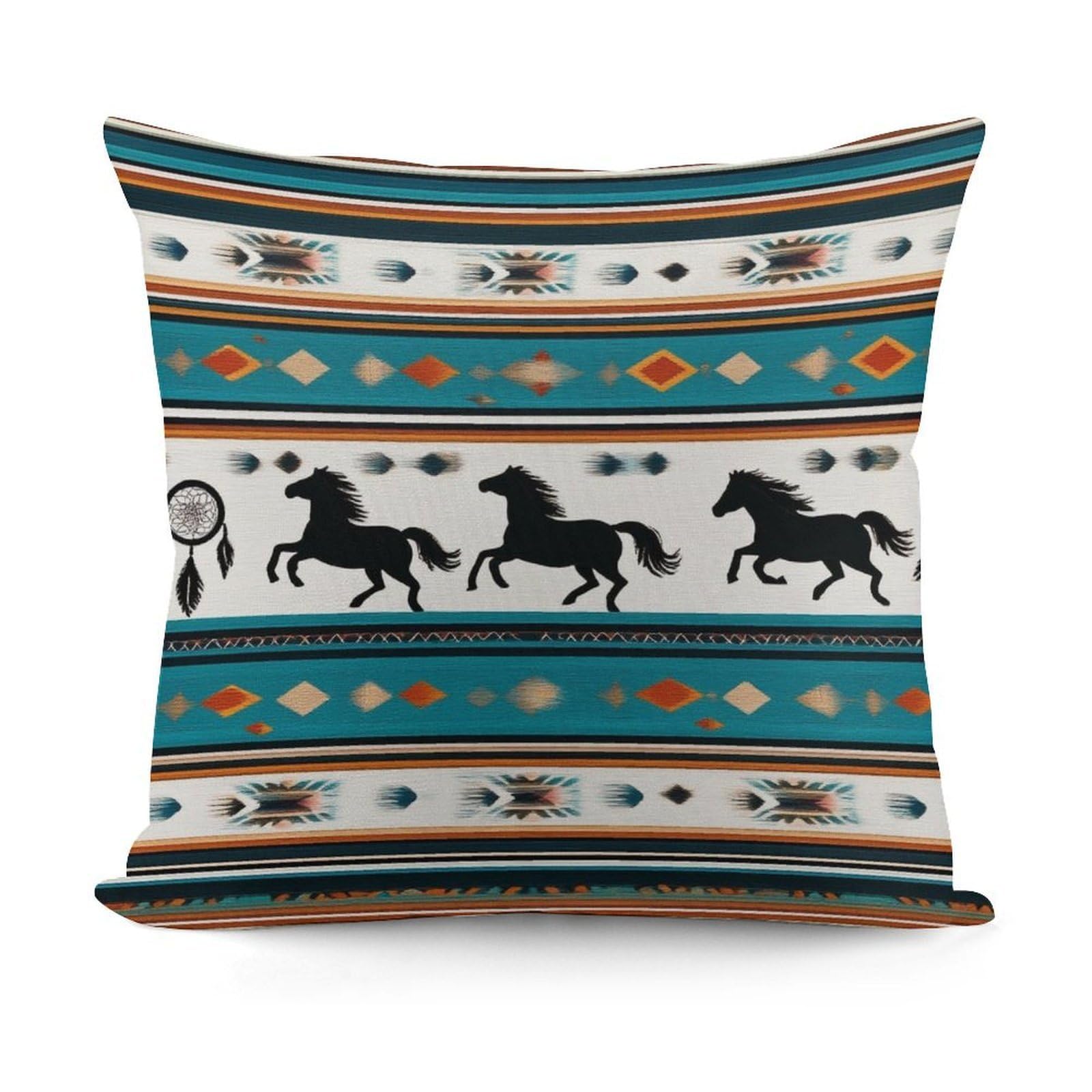 Smazdfxx Picture(612) Square Spring Decorations Pillow Case Modern Home Decor For Bed Sofa Living Room Southwest Native American Ethnic Horse Dreamcatcher Art
