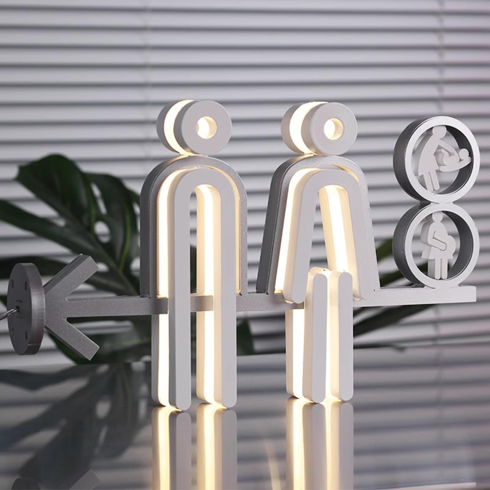Señal del baño, Letrero de Baño for Hombres y Mujeres, con Flecha Direccional, 31x19cm, Montaje en Pared, for, Hoteles, Bares, Tiendas