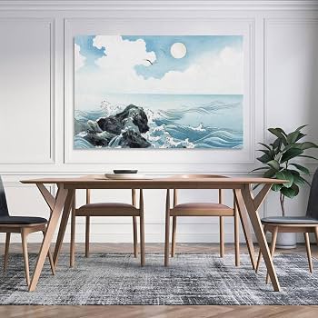 Amazon.co.jp: 絵画 岩に打ち寄せる波インテリア 絵画 日本の