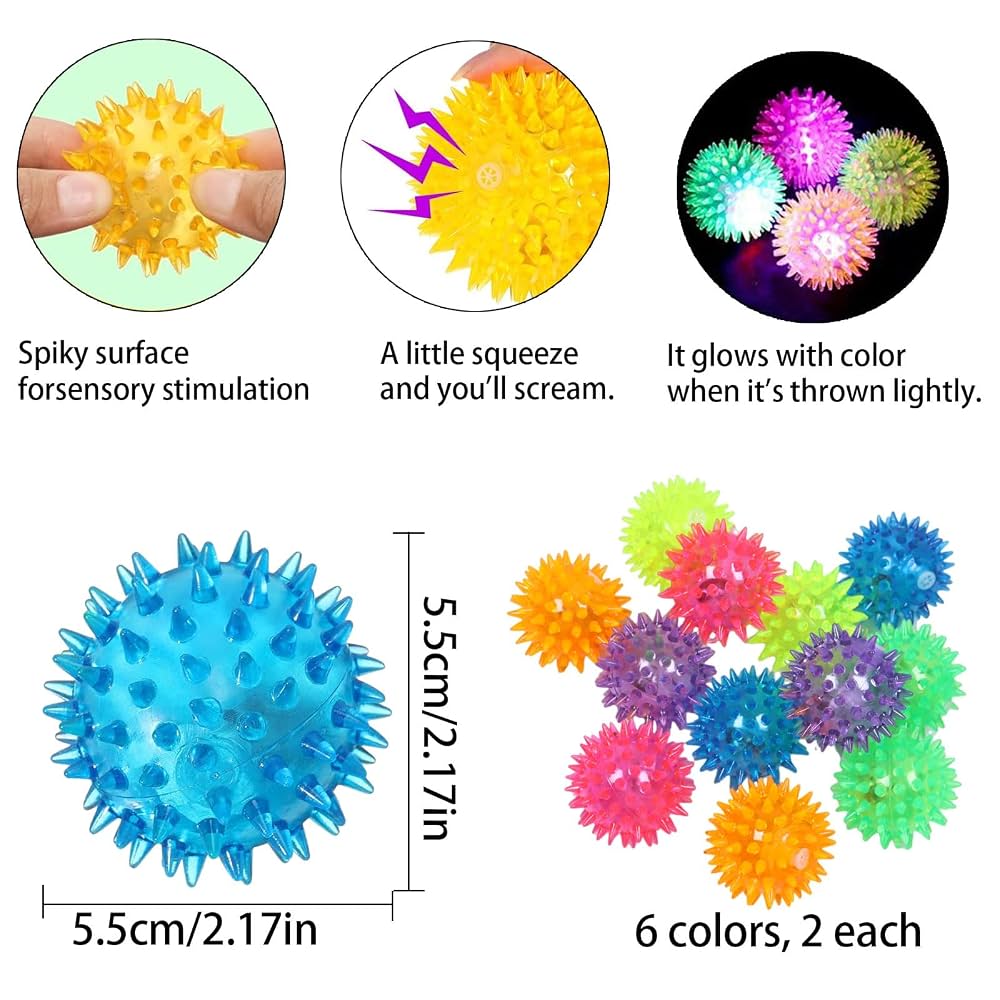 Palline LED Riccio 12 Pezzi - Giocattoli Luminosi Per Bambini E Antistress - Foto 4