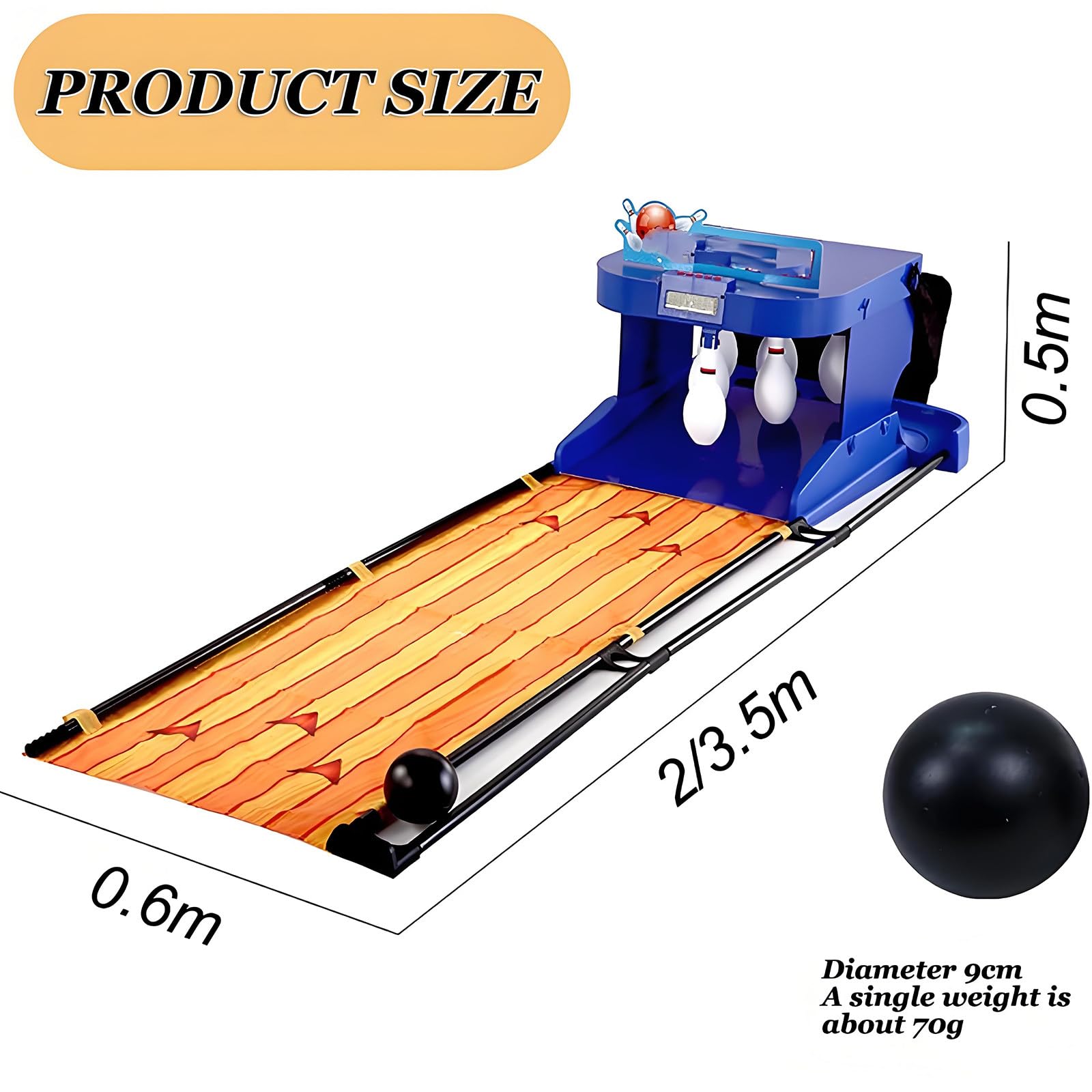 Elektronisches Bowling-System für Innen - Faltbarer Heim-Arcade-Automat mit Automatischem Pin-Reset, LED-Anzeige & Sound - Mobiles Tisch-Sportspiel für Familie & Partykeller(3.5m/11ft)