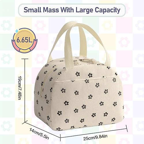 Miniatura 3 de Bolsa de almuerzo para mujeres y hombres, linda bolsa de almuerzo de pana, reutilizable, aislada, gran capacidad, reutilizable, aislada, hielera