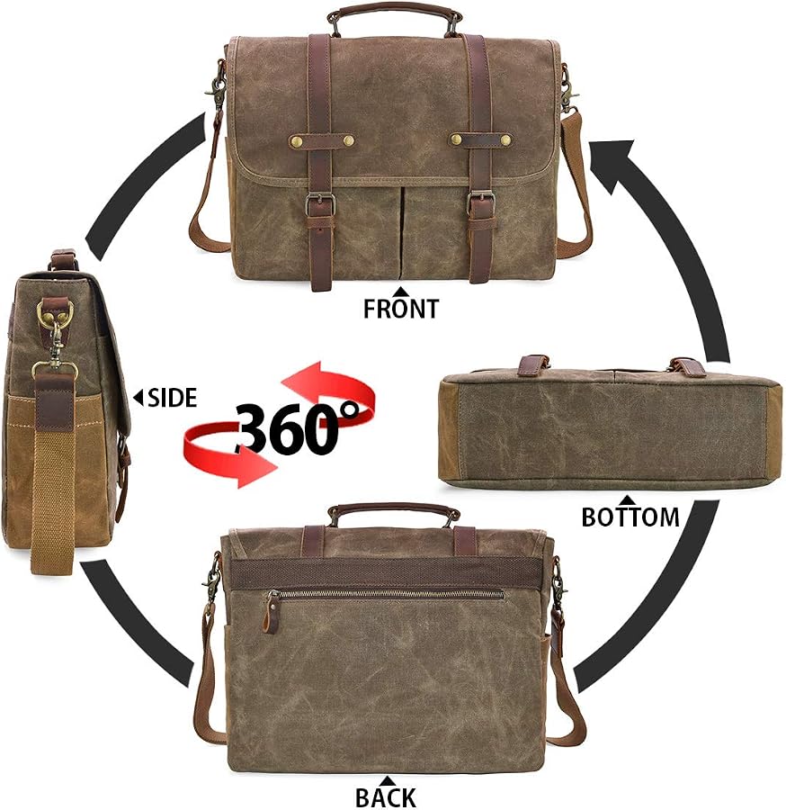 Borsa a tracolla uomo vera pelle vintage messenger lavoro laptop invecchiata