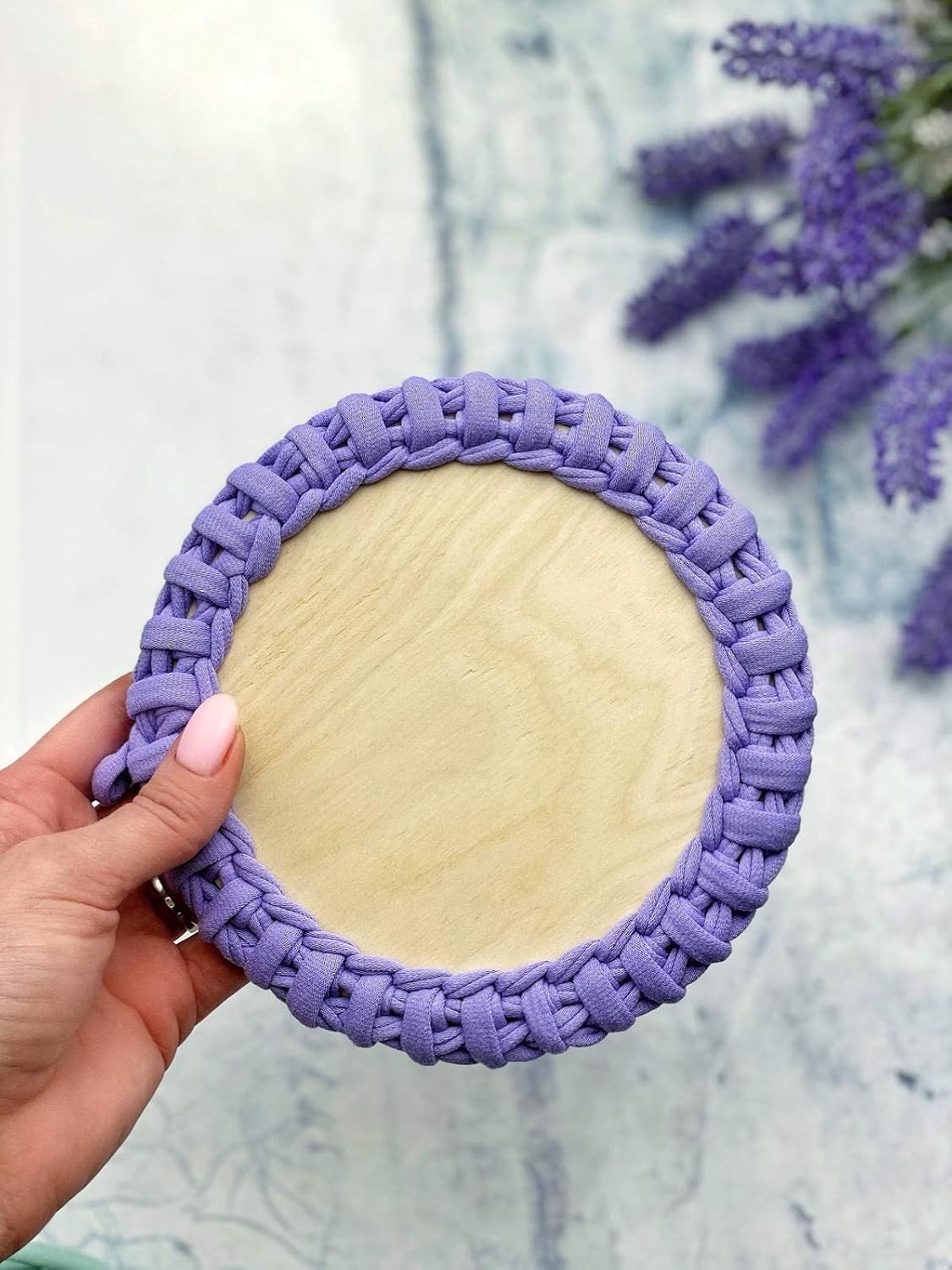 Wooden Bottom for Crochet Baskets, Round 4.7 in / 12 cm, Crochet Basket Wood Base to Crochet with T-Shirt Yarn, Weaving Supplies and Home Decor Craft