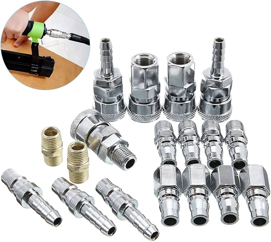 Yolass 1/4" NPT Air Hose Fittings Kit - 10 Pack Brass Quick Connect Couplers, 300 PSI For Air Tools