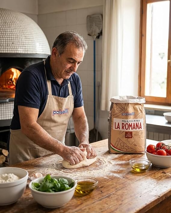 Polselli La Romana Pinsa & Pizza in Pala Flour ,11 lb Type 0 High-Protein Wheat & Rice Flour Blend Ideal for Roman-Style Pizza and Flatbread Light & Airy Crust, Crunchy Texture, Perfect for Sourdough & Artisan Baking