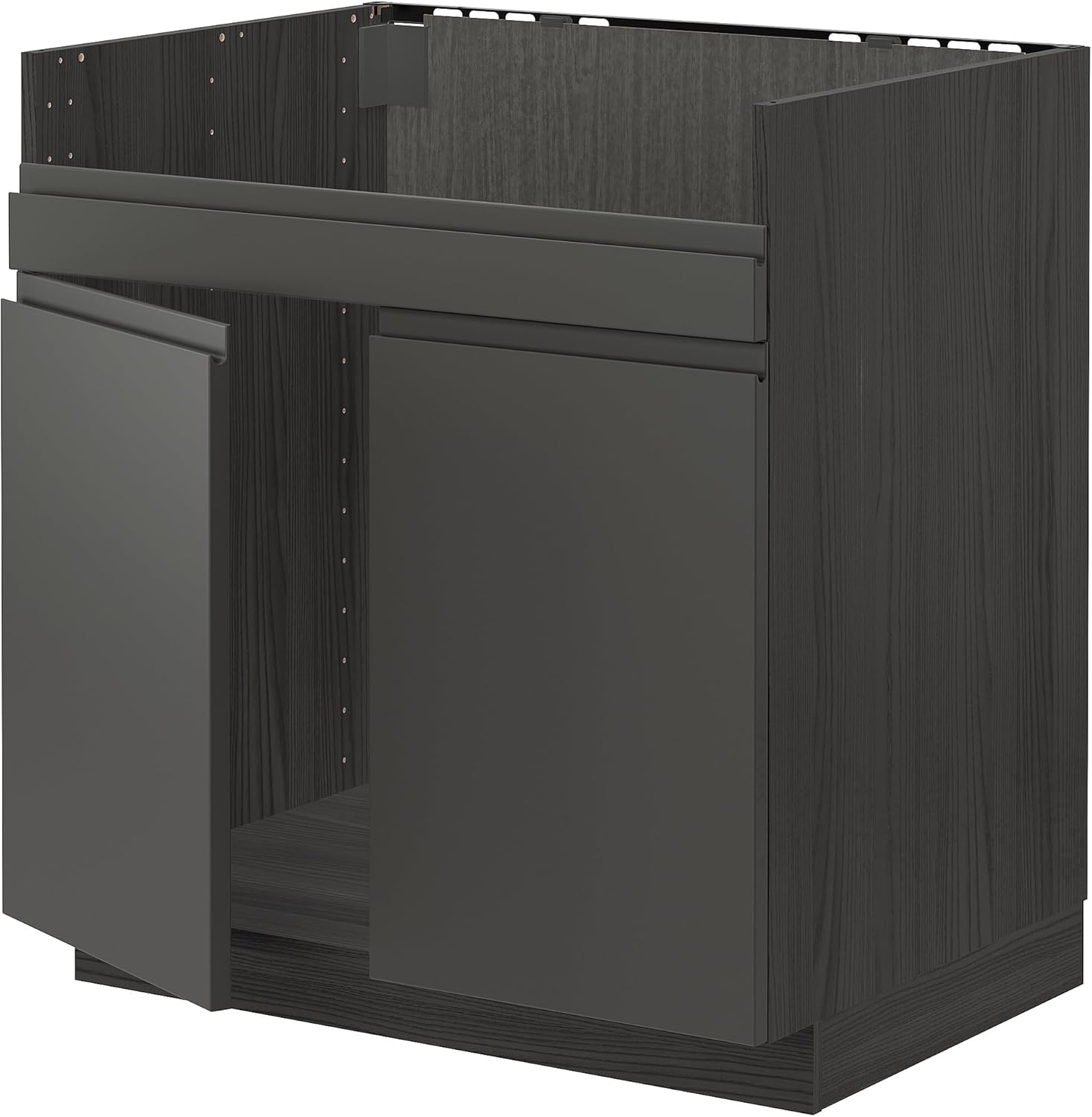 METOD Base cab f HAVSEN Double Bowl Sink, 80x60 cm, Black/Voxtorp Dark Grey