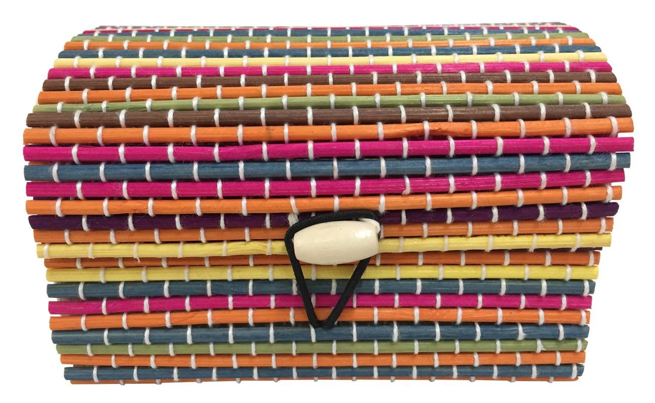 Baúl de madera multicolor con miniatura licor de hierbas de Panizo (Pack 24 ud)