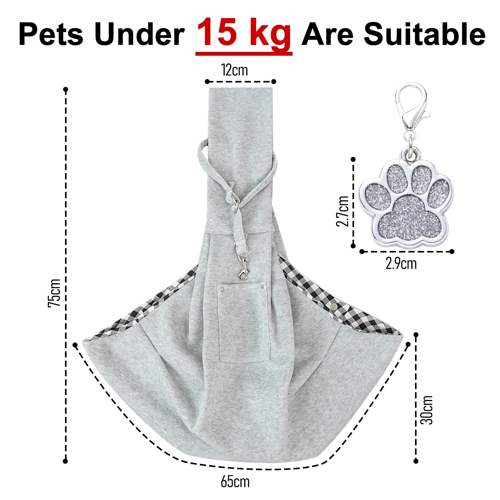 TYXHXTF Sac de Transport pour Chien Chat, Réglable Sac à Bandoulière Mains Libres Petit Chien, Portable Bandoulière pour Animal de Compagnie avec médaille, pour l'extérieur, Les Voyages, Marche