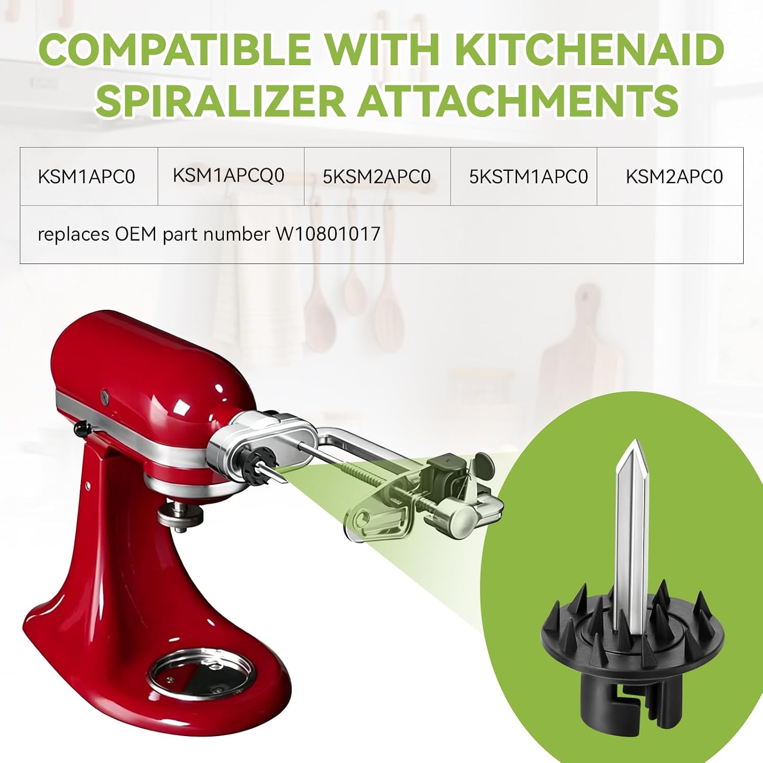 W11032781 Spiralizer Fixing Pin Fruit Vegetable Skewer Replacement Compatible with KitchenAid Stand Mixer Spiralizer Attachment Parts