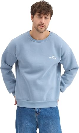 Erkek Oversize Sweatshirt Pamuklu Bisiklet Yaka Nak l  3  plik