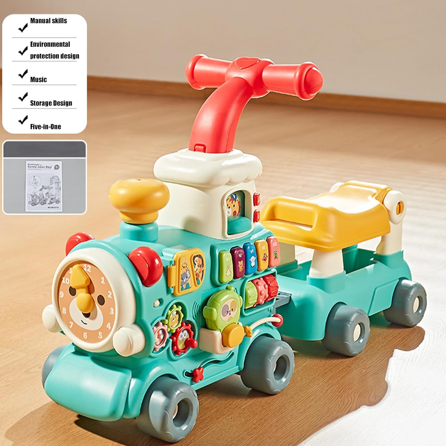1. Adjustable Infant Walker with Sensory Play Panel Anti-Tip Base & Removable Learning for Stable First Steps Ergonomic Handle Saunterer