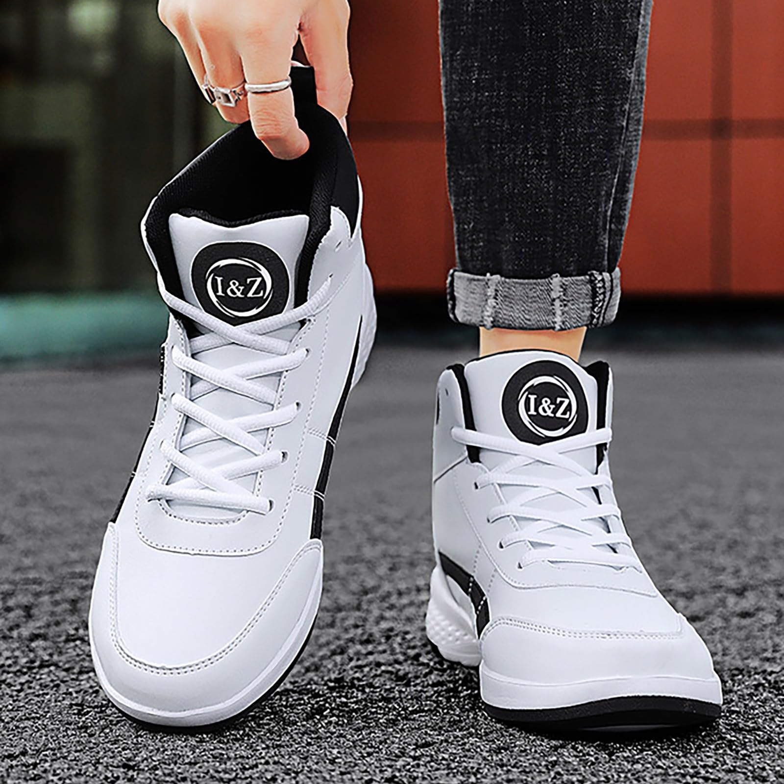 Generisch Herren High Top Sneaker Sportschuhe Basketballschuhe Atmungsaktiv Running Shoes Outdoor Fitness Straßenlaufschuhe Fitness Gym Walkingschuhe
