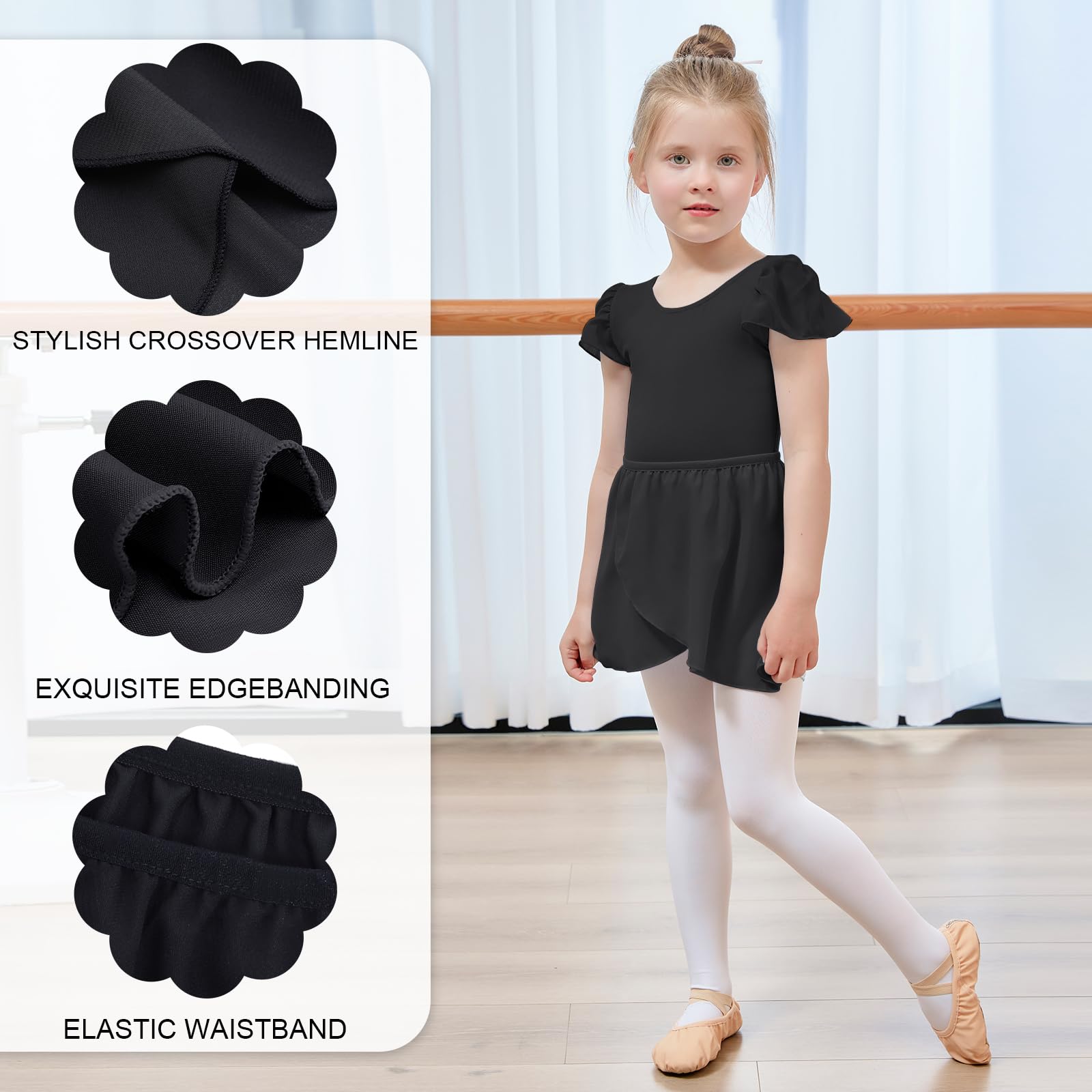 Bezioner Maillot Ballet Niña con Falda Removible Maillots de Danza Vestido Baile Niña Manga de Soplo