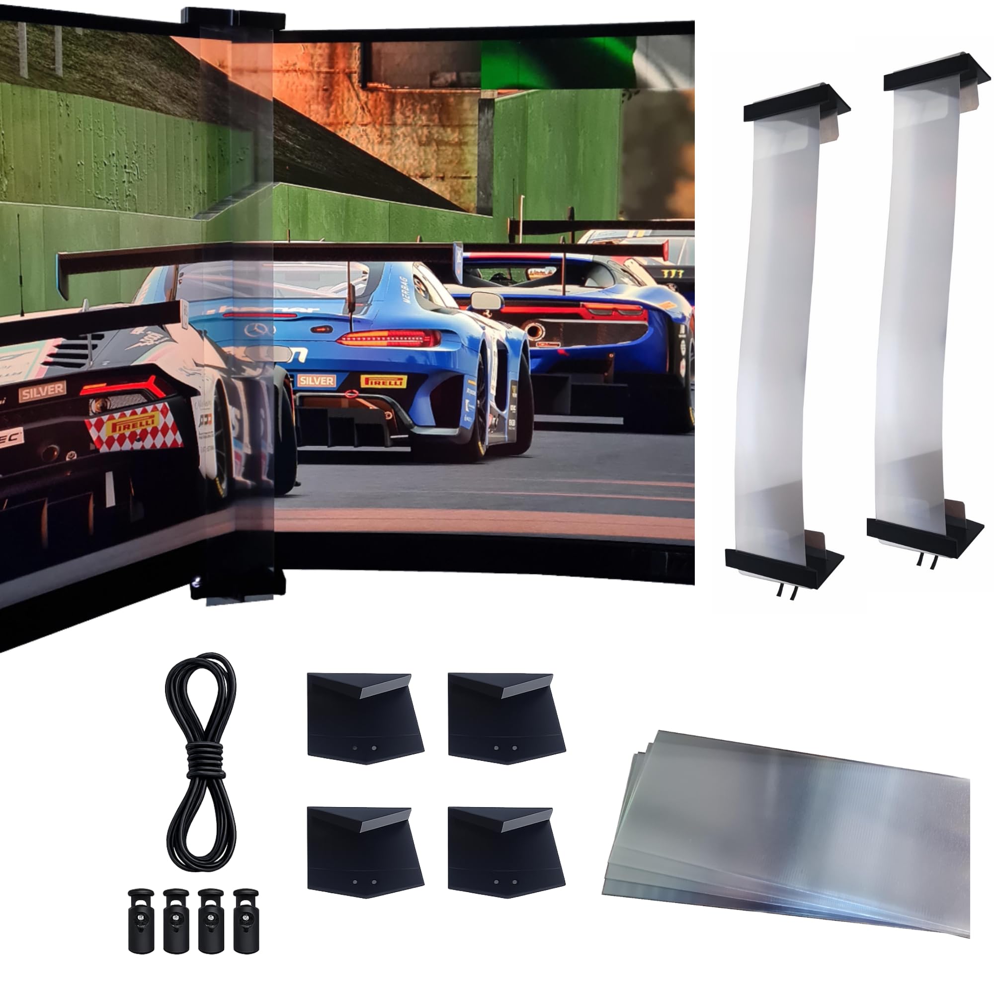 TADCraft Bezel-Free Seamless Display Kit for Simracing: 24-32" Flat/Curved Monitor (Set of 2)