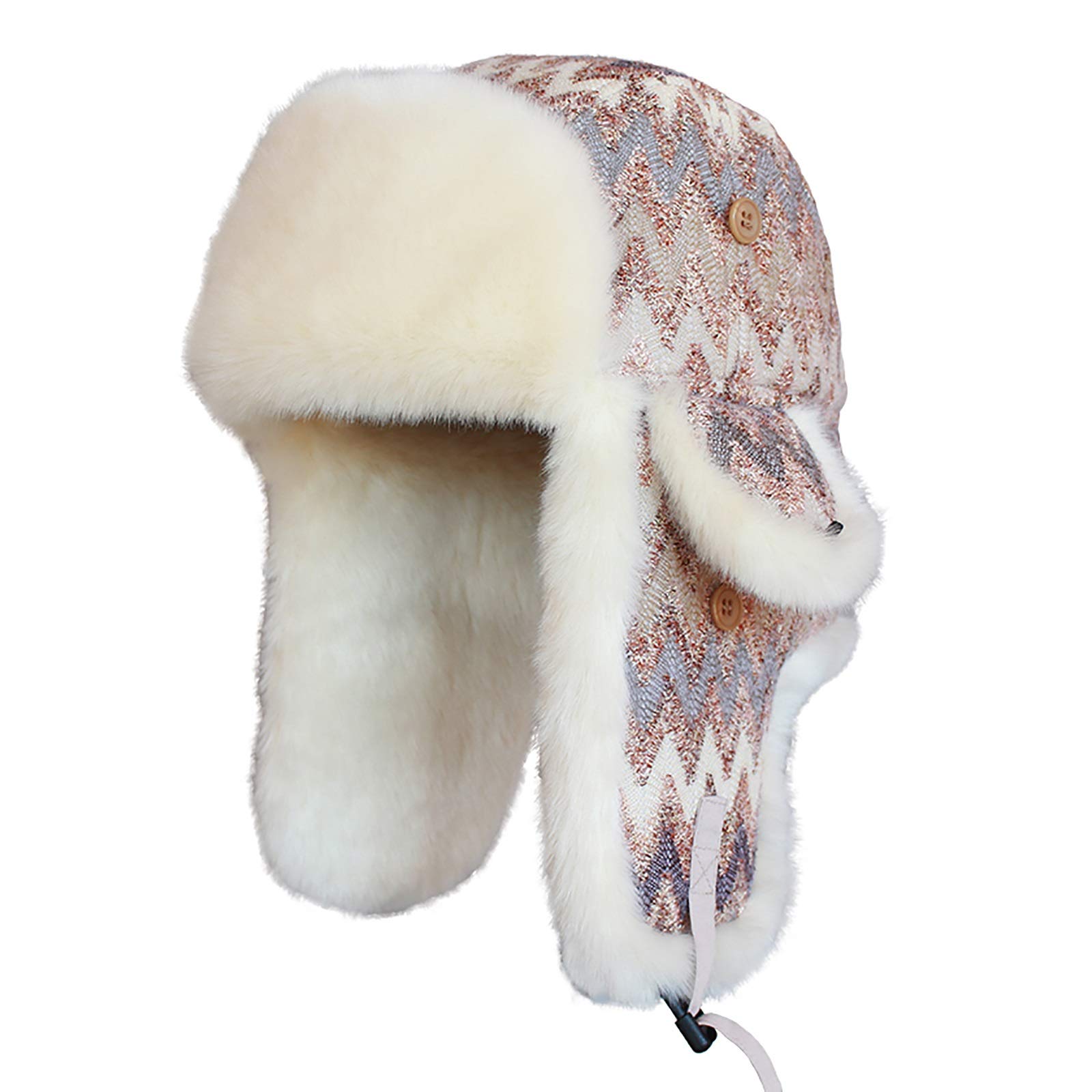 Cappelli Invernali, Cappello da Donna Lavorato a Maglia Cappello da Aviatore più Berretto di Lana in Velluto Cappello in Pelliccia Sintetica Invernale per Lo Sci(Multi-colored-60-62cm)