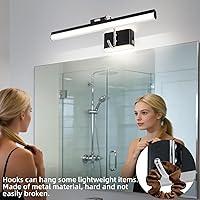 Vista 4 de Modern Black Bathroom Light Fixtures 16.3 inch Led Vanity Lights,8W,Rotatable & Dimmable Bar Bathroom Lighting fixtures Over Mirror,4000K Natural