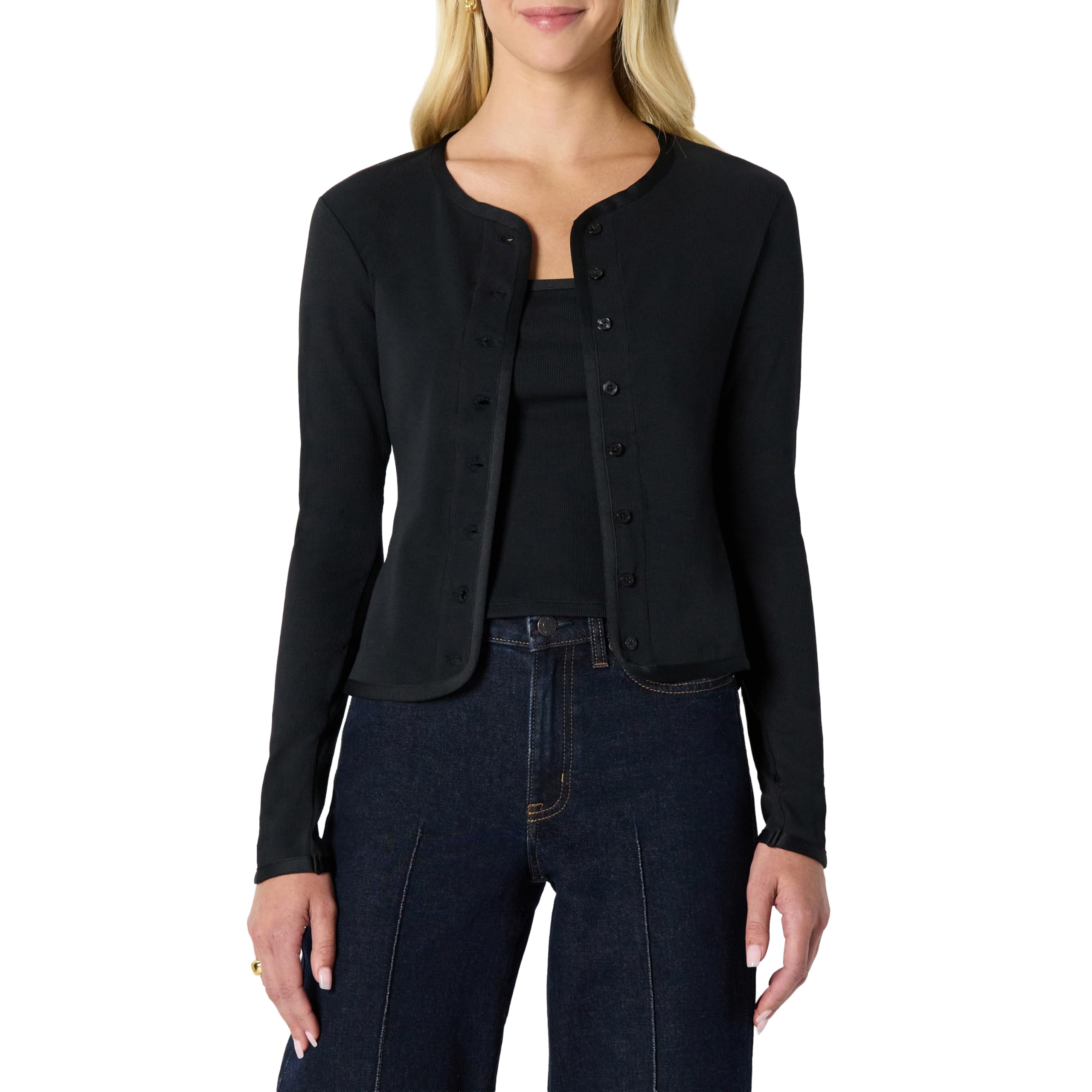 Amazon Essentials Damen Slim-Fit Strickcardigan Mit Rippstruktur Und Cami-Top Mit Abnehmbaren Trägern