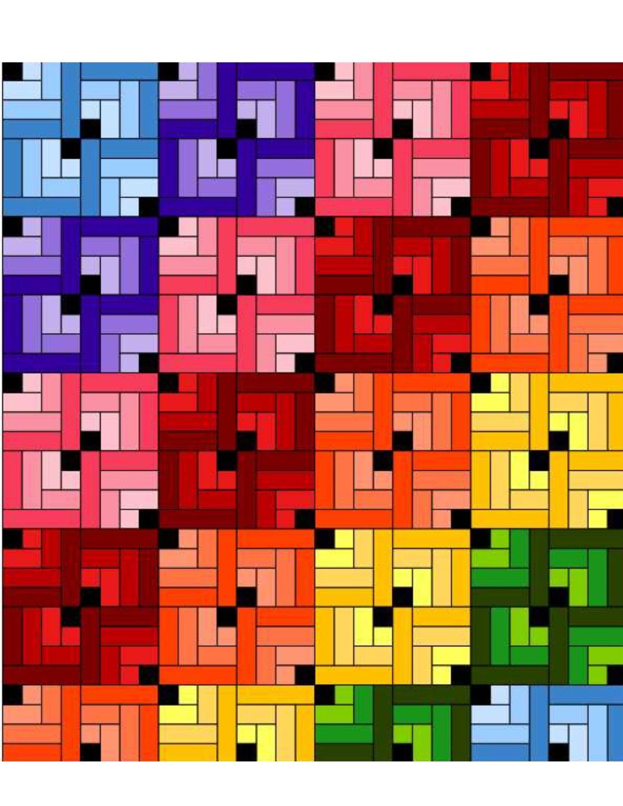 Quilt Kit by Choice Fabrics - Pre-Cut Fabrics - Quarter Log Cabin Quilt - Twin Size (64x72) (Chain Breaker)