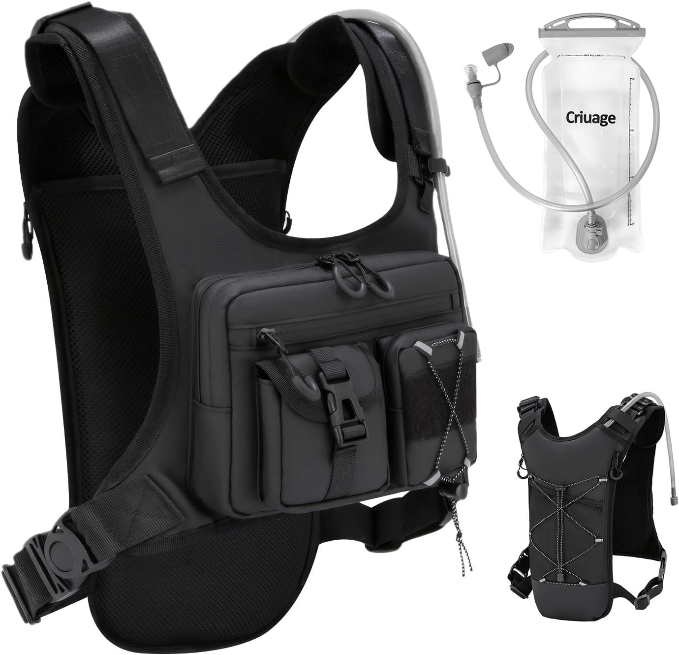 USA Original Patent Running Hydration Vest Backpack, Lightweight Chest Pack with 2.0L Water Bladder Bag Daypack for Hiking Running Cycling Race Marathon for Women Men