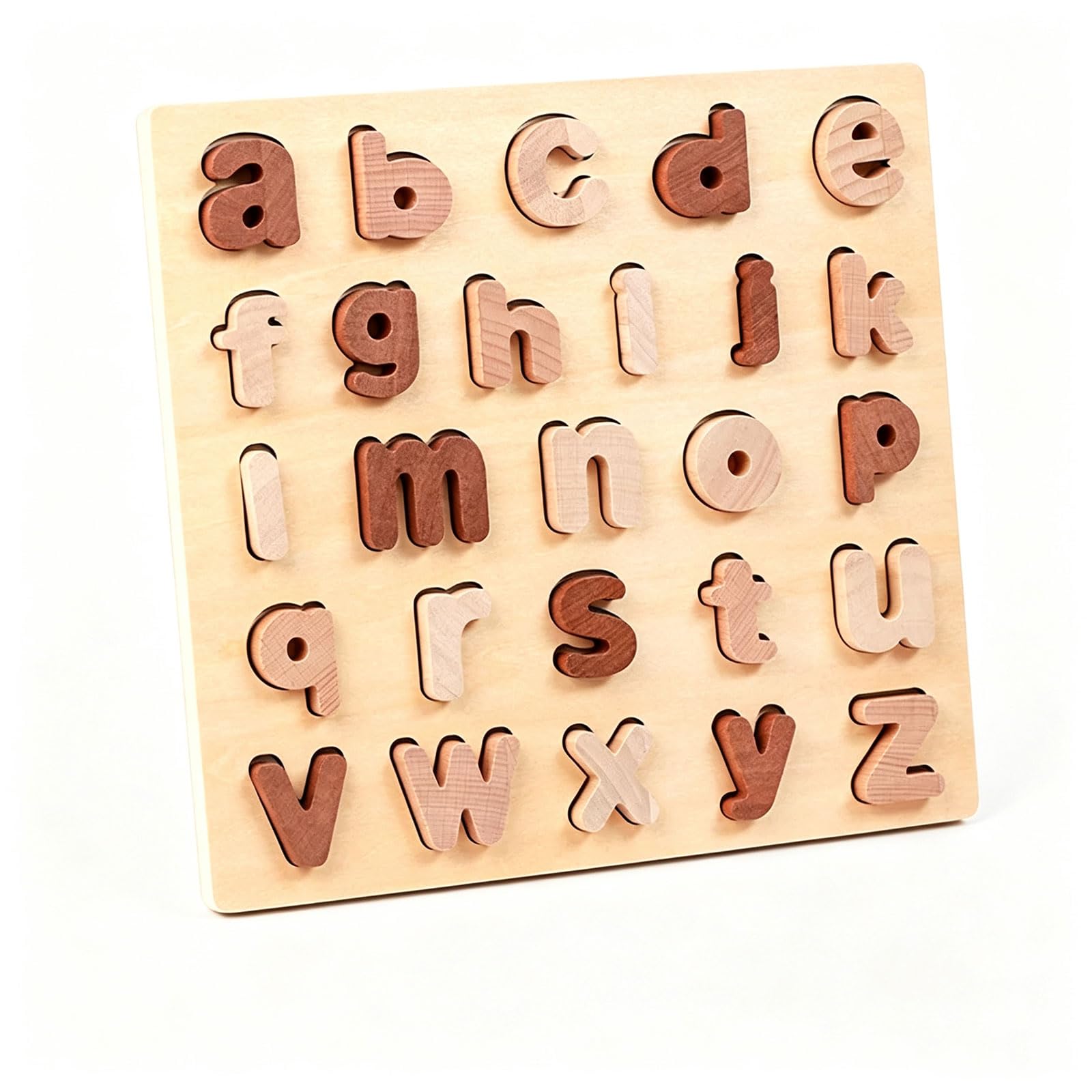 Ttnmrc One Color Montessori Wooden Alphabet & Number Puzzle Board