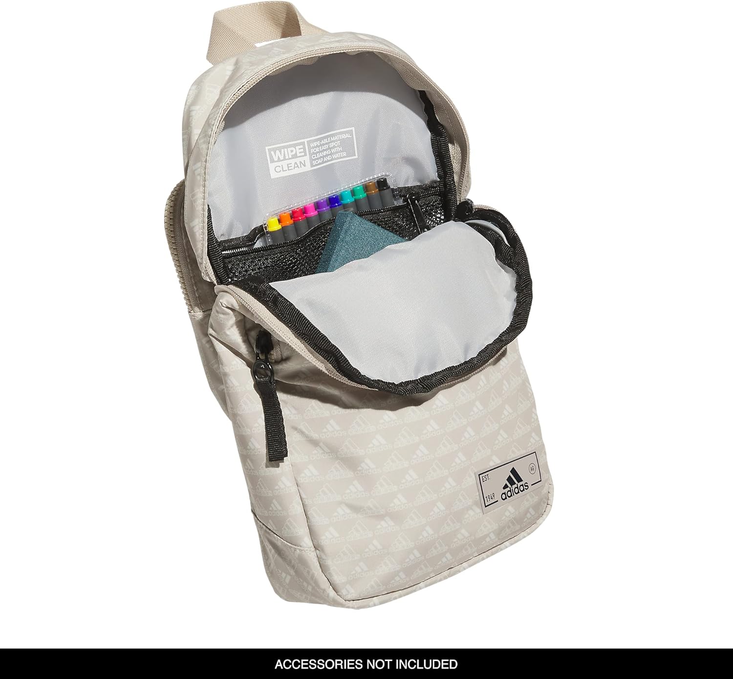 adidas Essentials Sling Small Crossbody Bag for Women and Men (5L), Bos Mini Monogram Wonder Beige/Black/2.0, One Size - Image 3