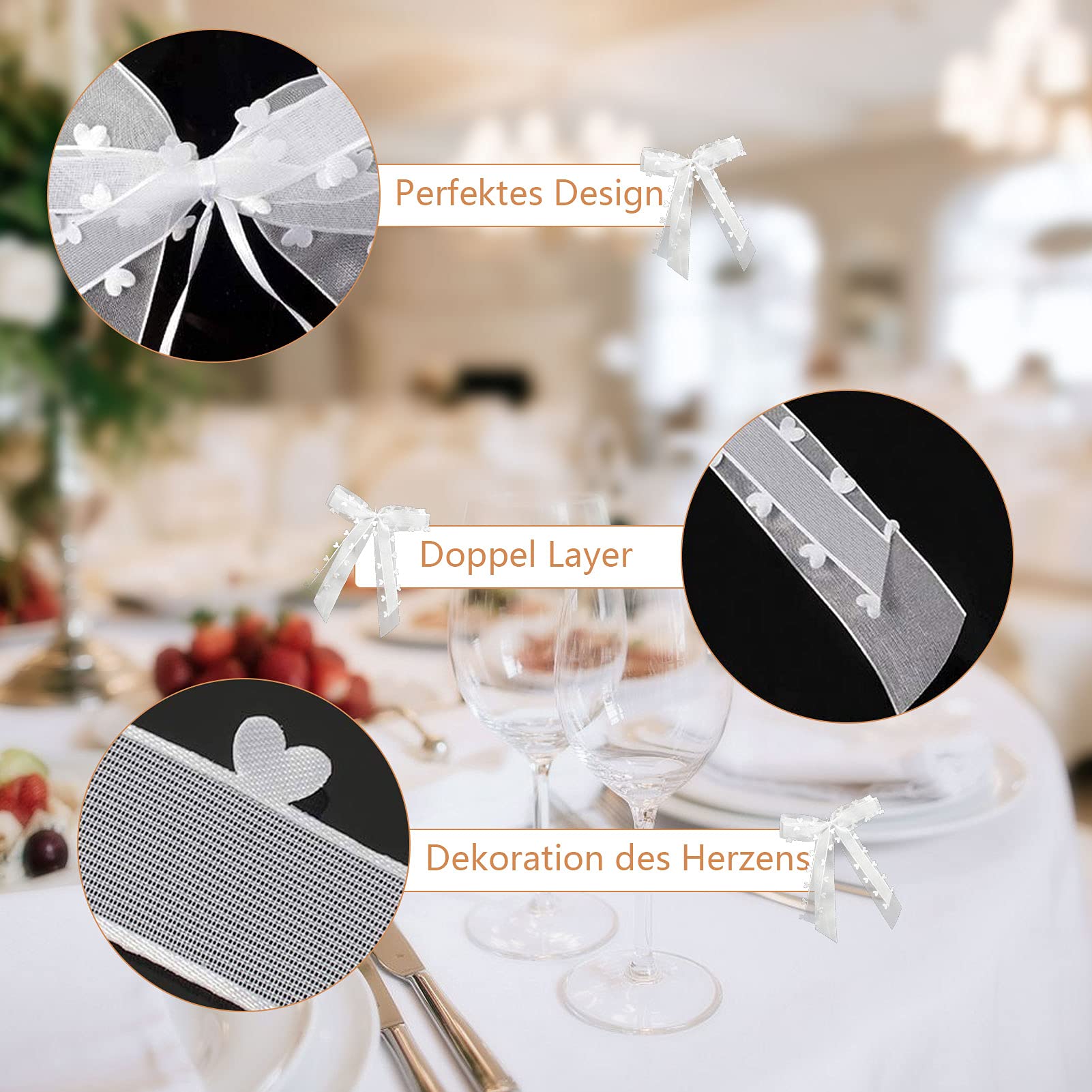 20PCS Noeud Voiture Mariage,Noeud Blanc Decoration,Décoration de Voiture Mariage,De Mariage Nœuds,Noeud Blanc Satin,Noeud Voiture,pour décoration de Voiture,Mariage,décoration de Table,Papier Cadeau