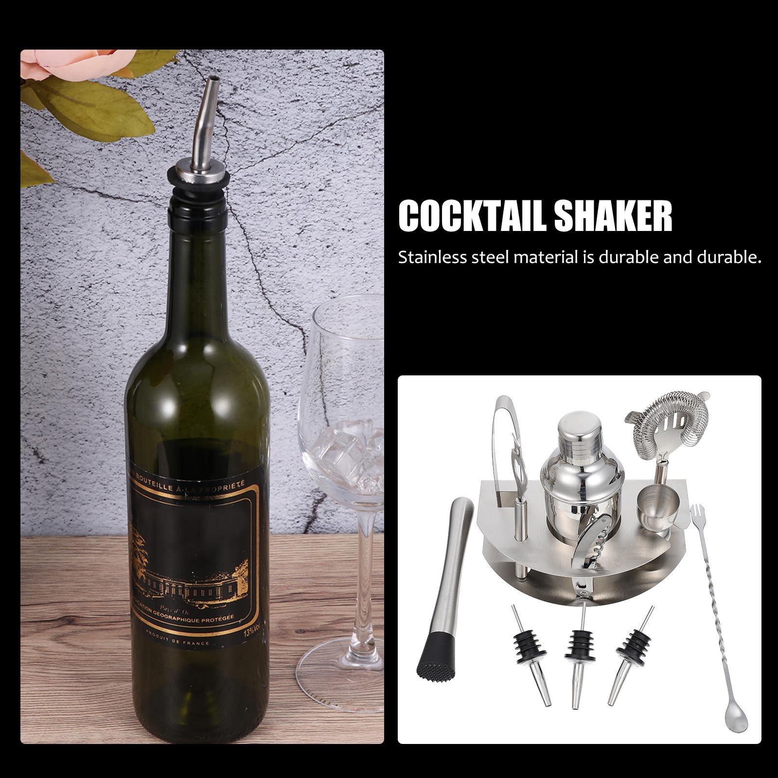 HEMOTON Ensemble Professionnel de 12 Pièces pour Shaker à Cocktails en Acier Inoxydable, Portable Bar ou Maison
