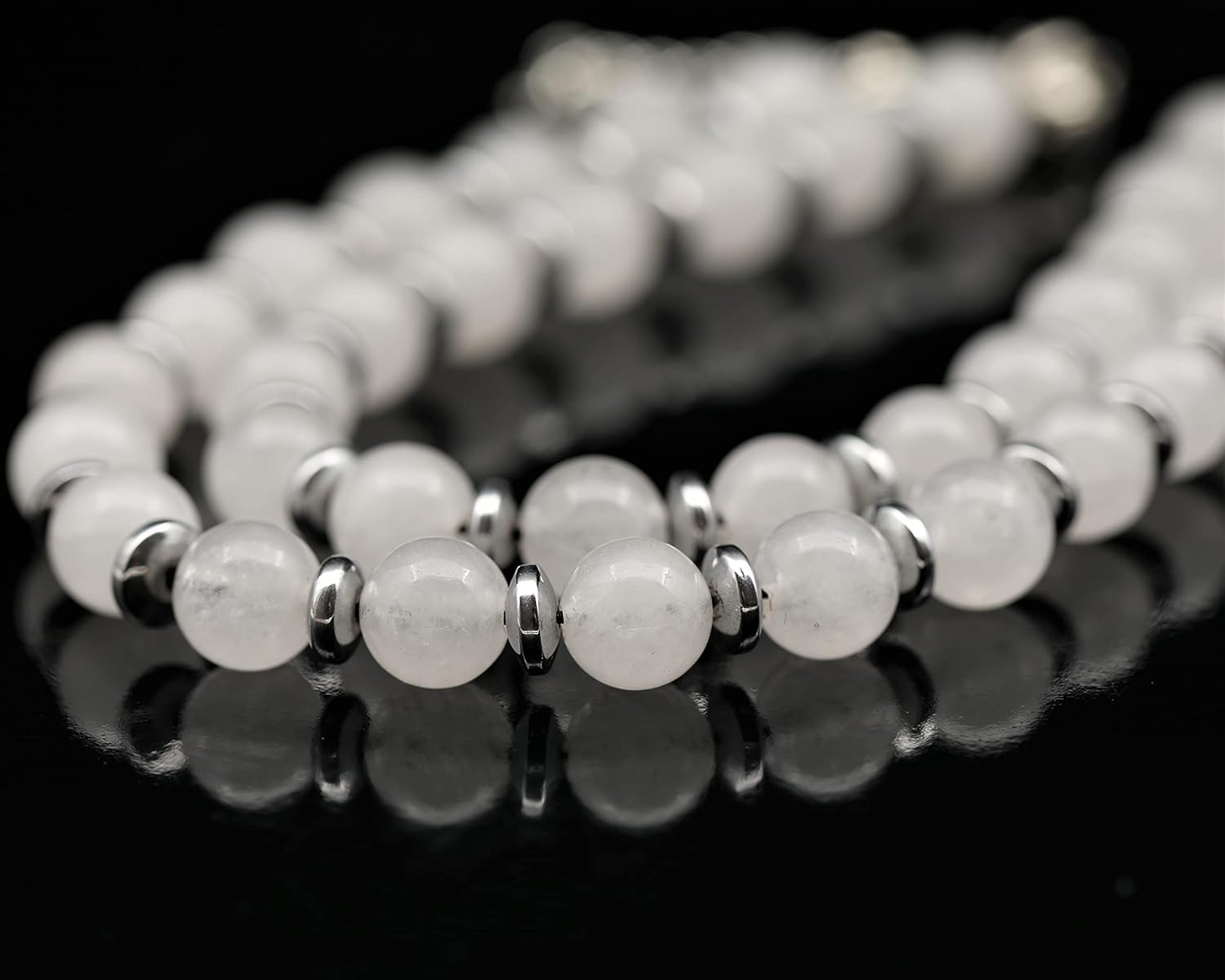 ElisaJewelryArt - Natural Raw Selenite With Tourmaline Crystal Beaded Necklace Genuine Selenite Gemstone Memory Stone Clasp Closure Necklace Unisex Necklace - Image 2