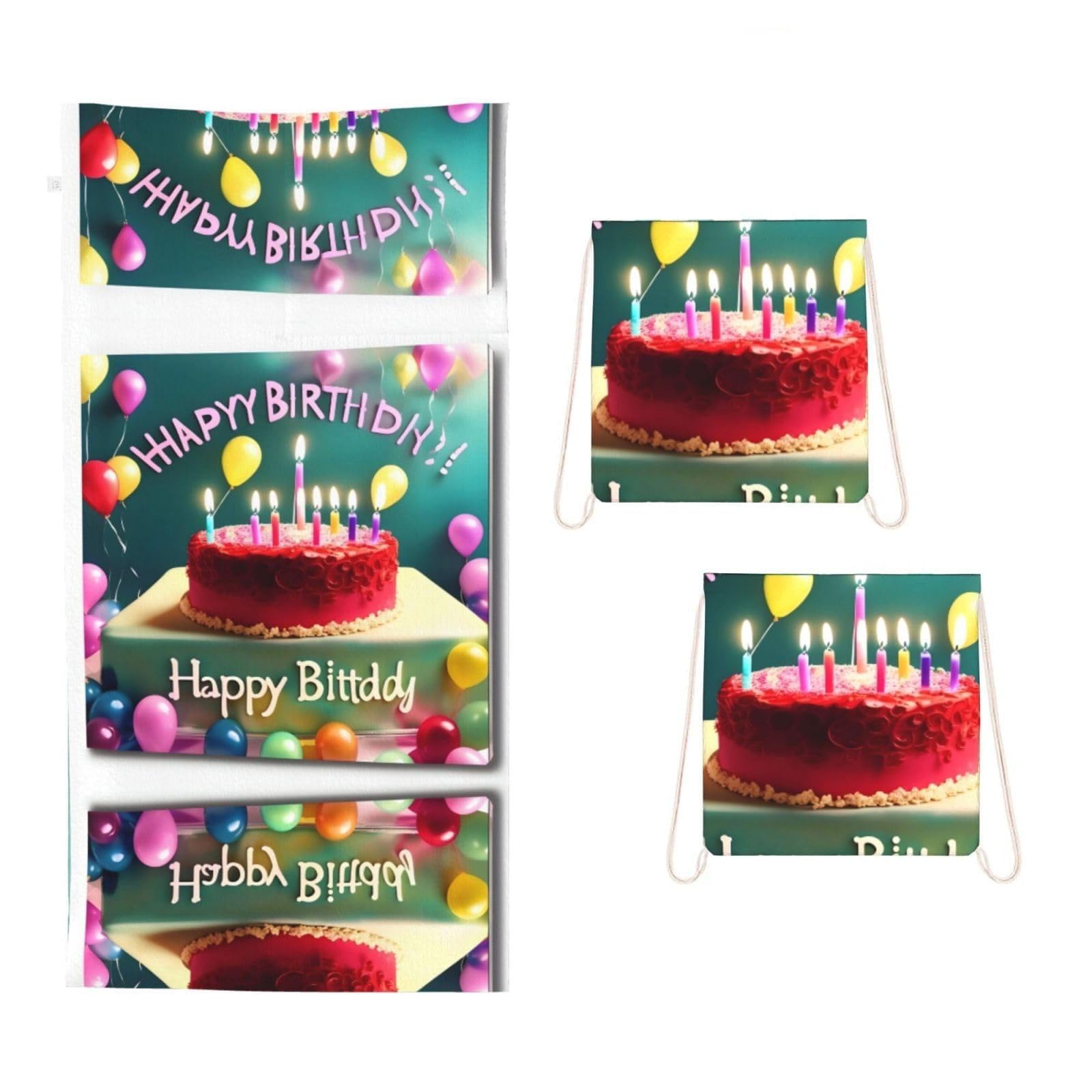 CNTDBU Happy Birthday Beautiful 2 in 1 Packable Towel Bag-Large Beach Towel with Stuff Sack, Super Absorbent Microfiber Travel Towel for Pool