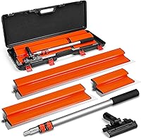 PMMJ Drywall Skimming Blade Set: 12" 22" 32" Stainless Steel Blades + 24-55" Adjustable Aluminum Handle for Smooth Walls & Ceilings