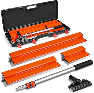 PMMJ Drywall Skimming Blade Set: 12" 22" 32" Stainless Steel Blades + 24-55" Adjustable Aluminum Handle for Smooth Walls & Ceilings