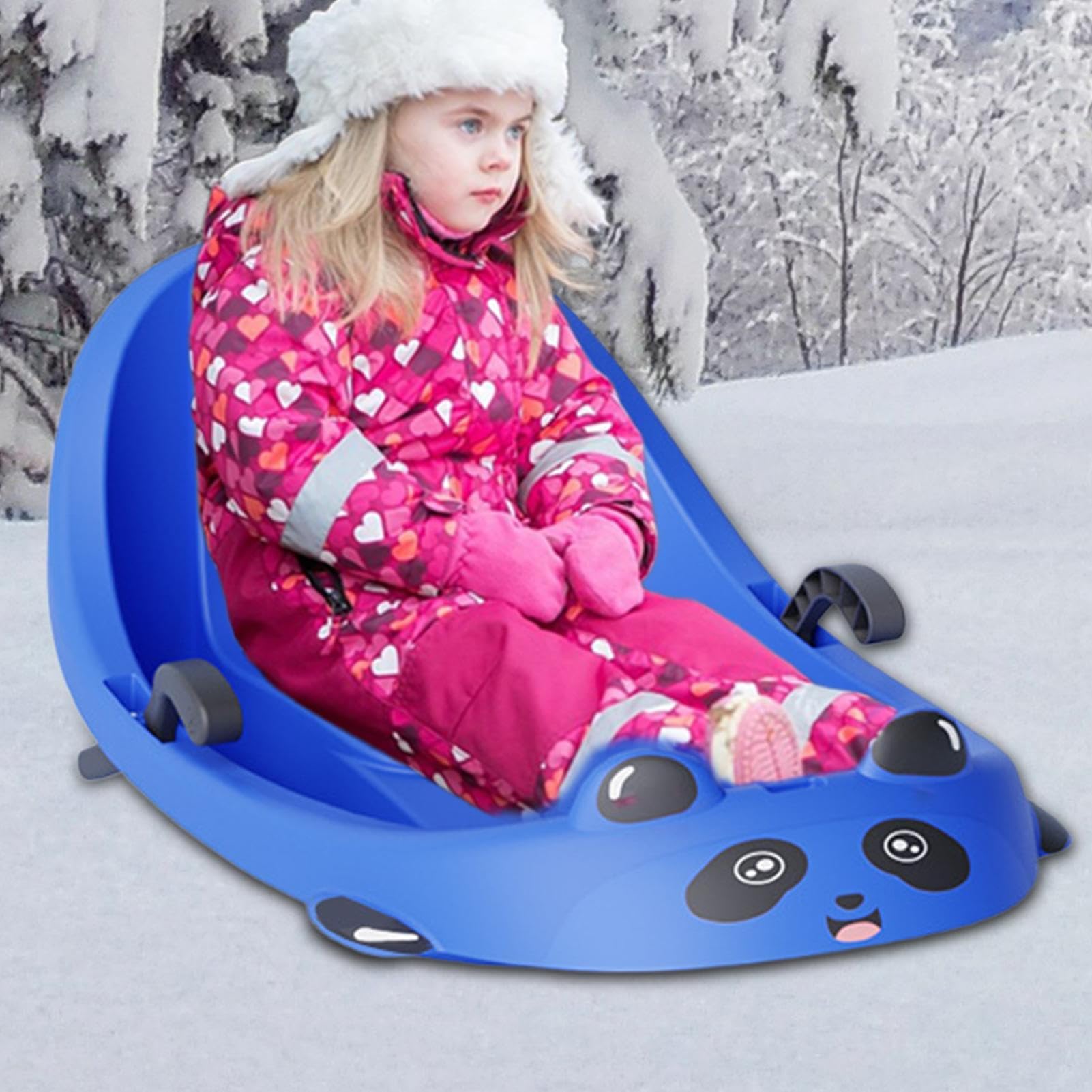 Schneeschlitten - Familie Wintersport - Integrierte Bremse für Kinder | Outdoor Schlitten für Vorschulmädchen und Jungen, Snowy Hills Park, Hinterhof Spielplatz