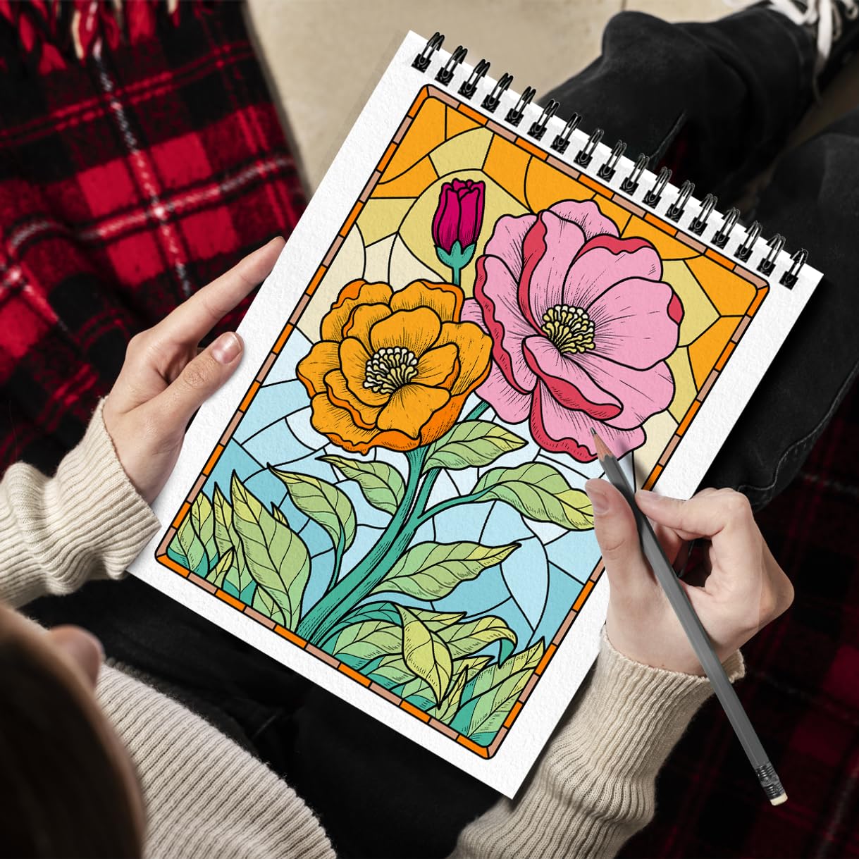 SOUTHERN LOTUS Malen nach Zahlen Blumen, Spiralbindung, Malbuch zur Entspannung, dickes Papier, Entspannungsgeschenke für Frauen