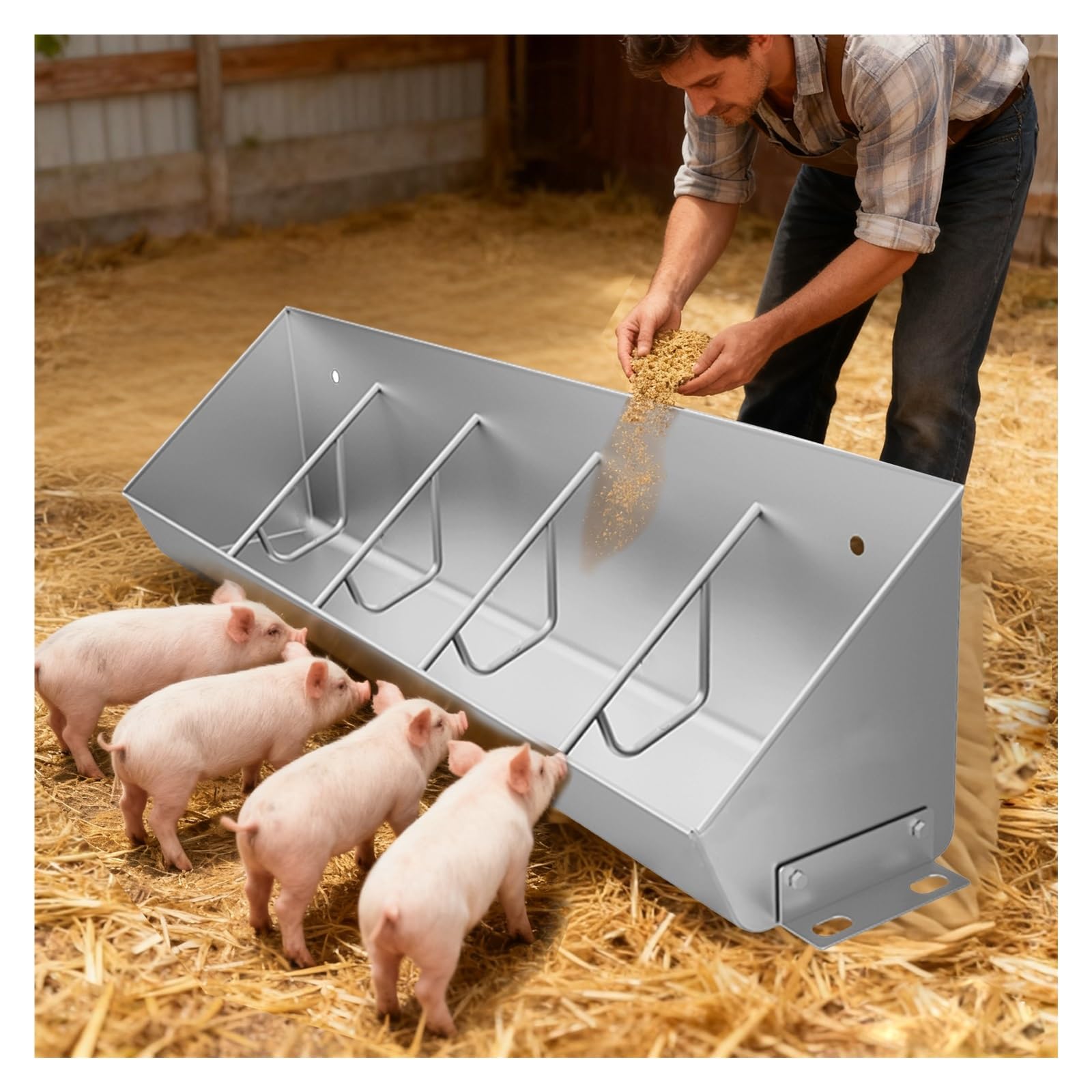 AMUFJJ Comedero para Ganado Comederos Y Bebederos para Ganado Porcino, Resistentes, De 5, 8 10 Bocas, para Vacas, Cabras Caballos. Uso Interior/Exterior(5 bit)
