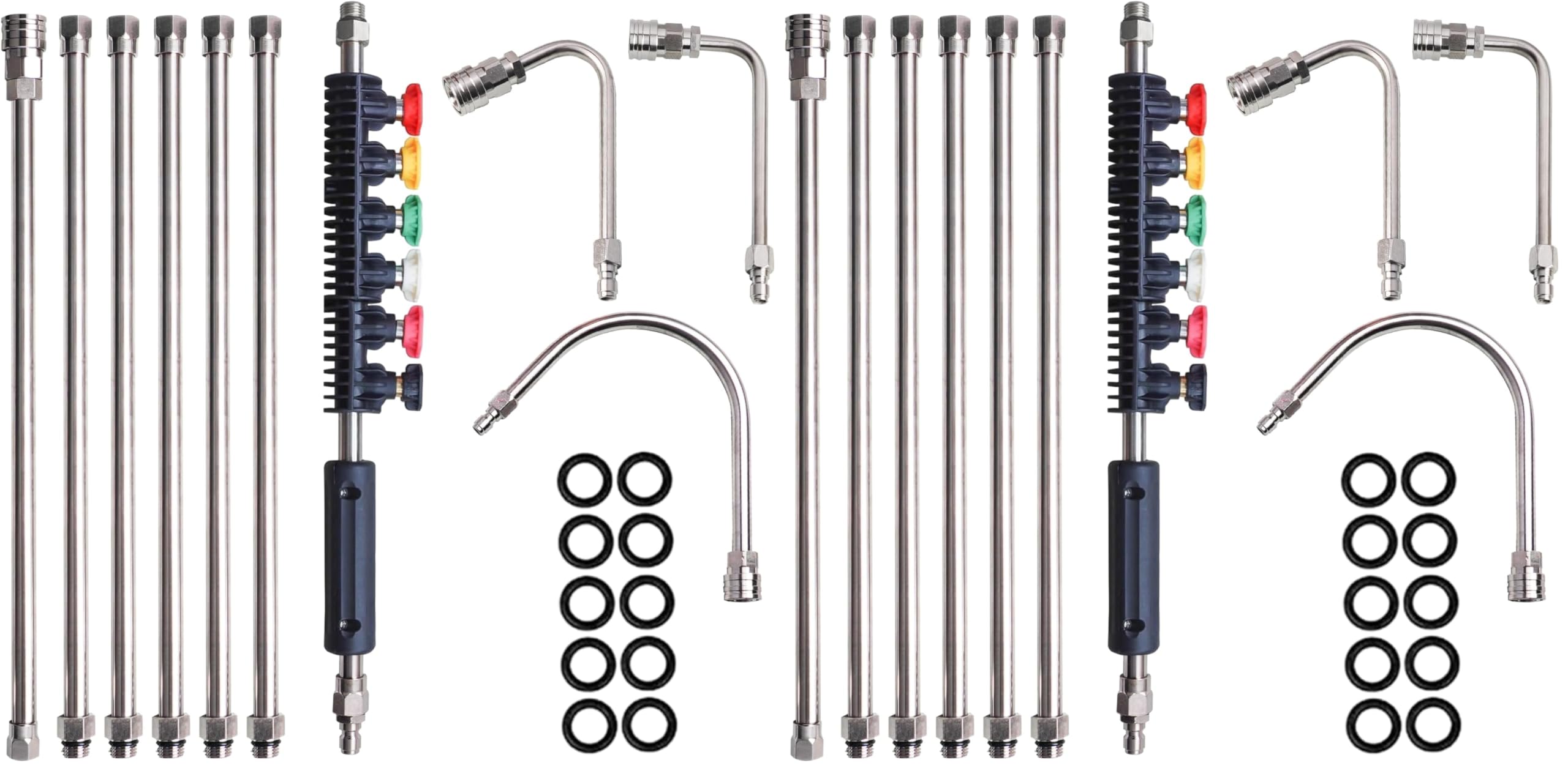 Xiny Tool Pressure Washer Extension Wand, 20 Pack Power Washer Lance with 5 Atomization Nozzle Tips,1 Gutter Cleaner Attachment Curved Rod, 1/4" Quick Connect, 4000 PSI