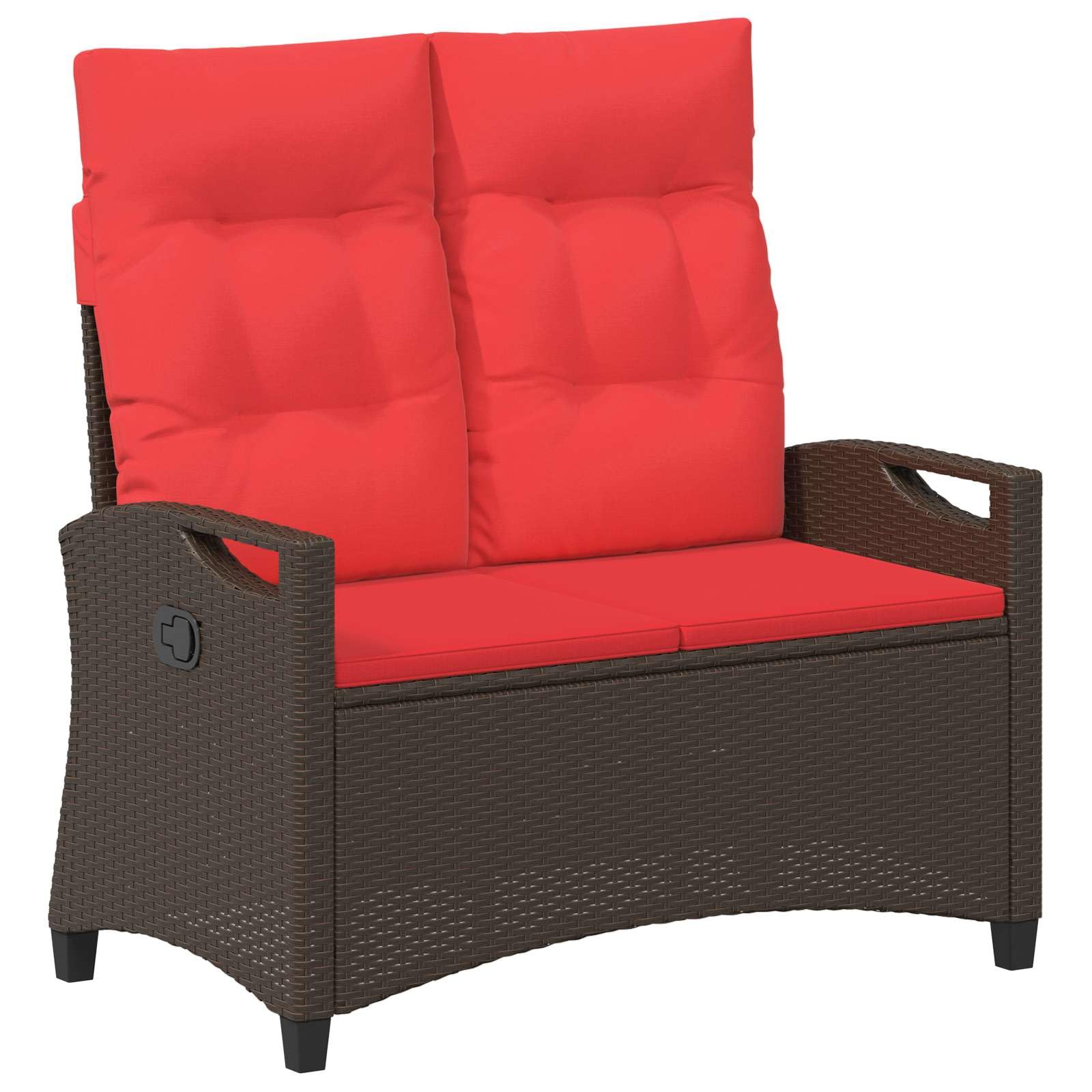 SYDE Banco de Jardín Reclinable Marrón y Rojo 105 x 60 x 112 cm | Acero y Poliéster, Respaldo Ajustable, Reposabrazos Acolchado, para Terraza y Piscina